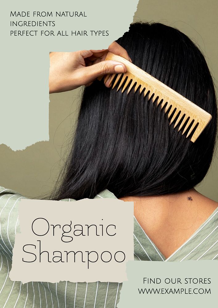 Organic, natural shampoo poster template, editable text & design