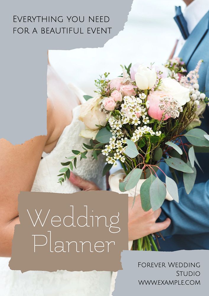 Wedding planner poster template, editable text & design