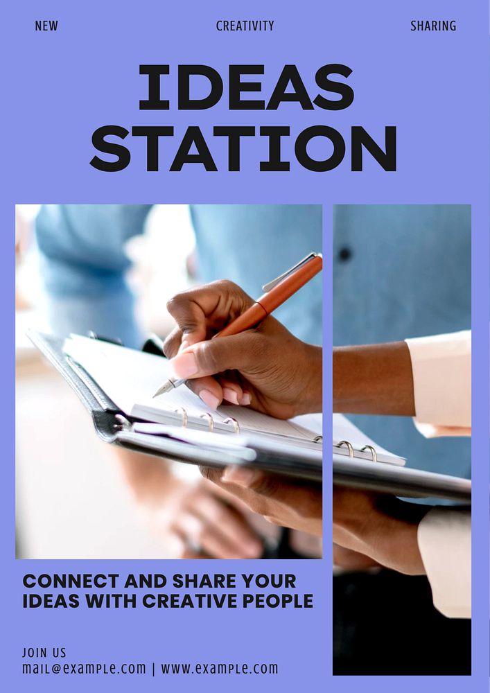 Ideas station poster template, editable text & design