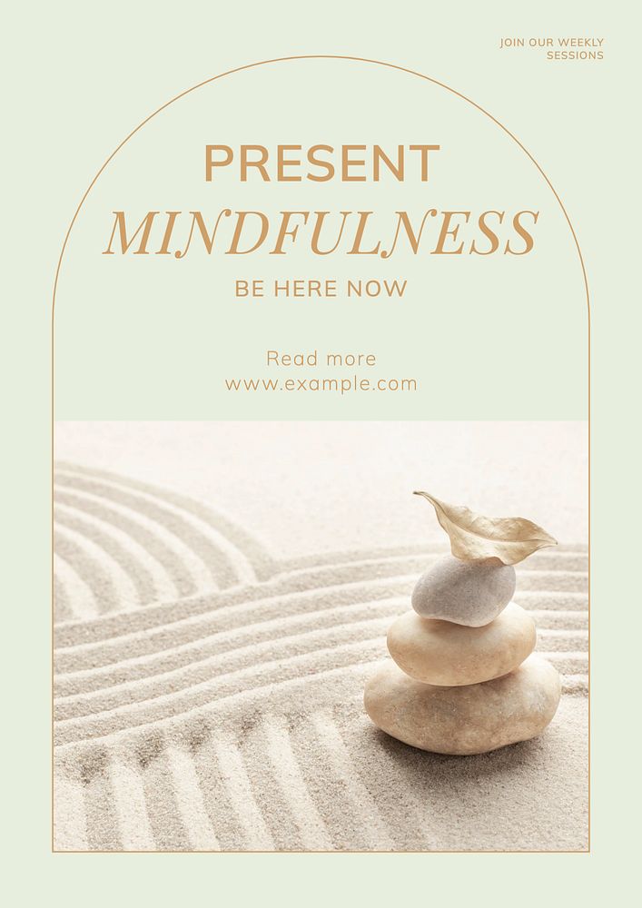 Mindfulness poster template, editable text & design