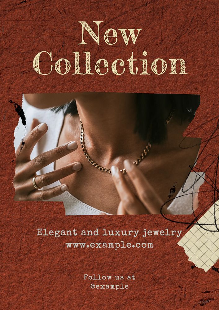 New jewelry collection poster template, editable text & design