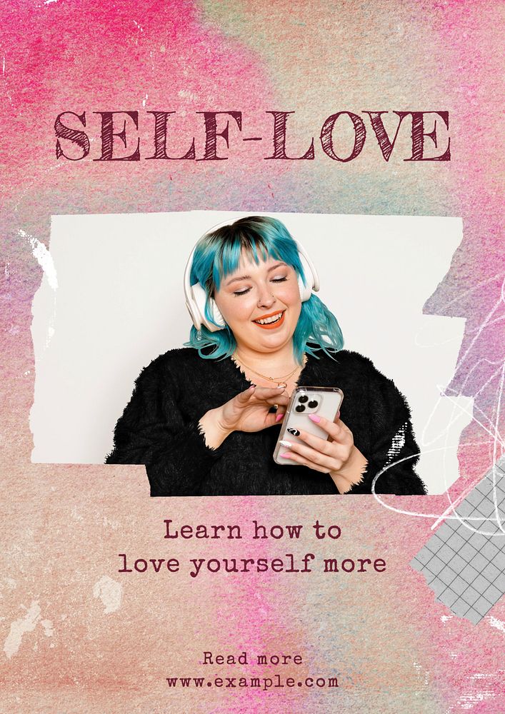 Self-love poster template, editable text & design