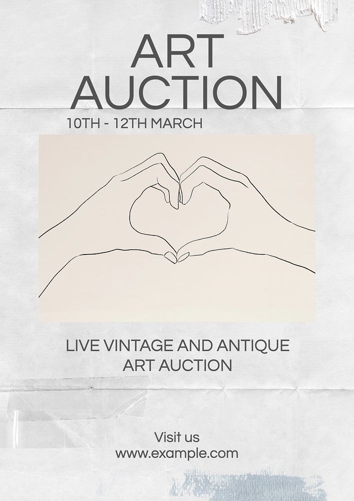 Art auction poster template, editable text & design