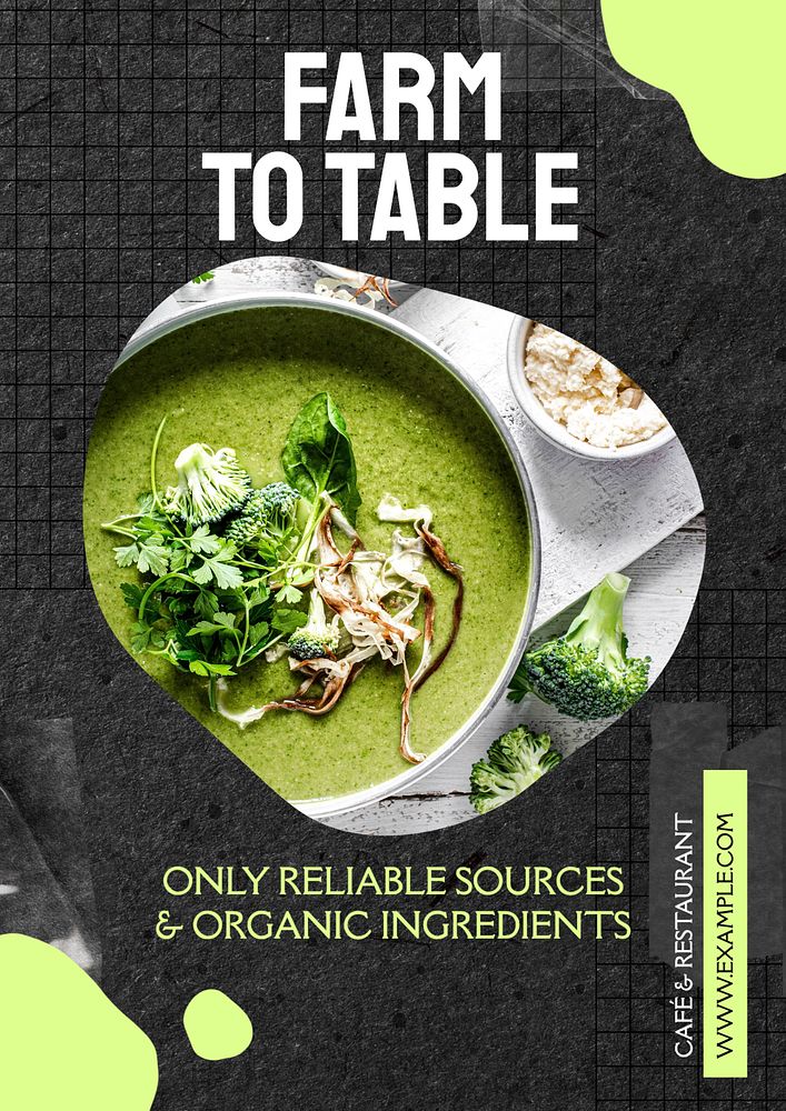 Organic food restaurant poster template, editable text & design