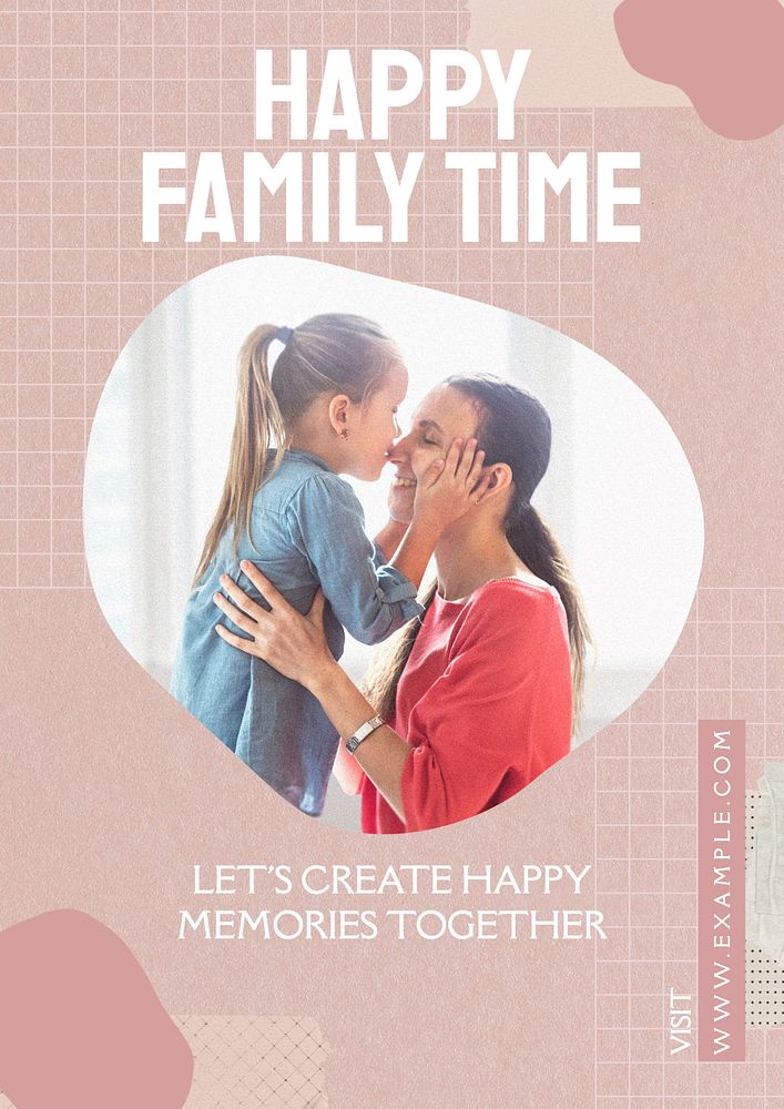 Happy family time poster template, editable text & design