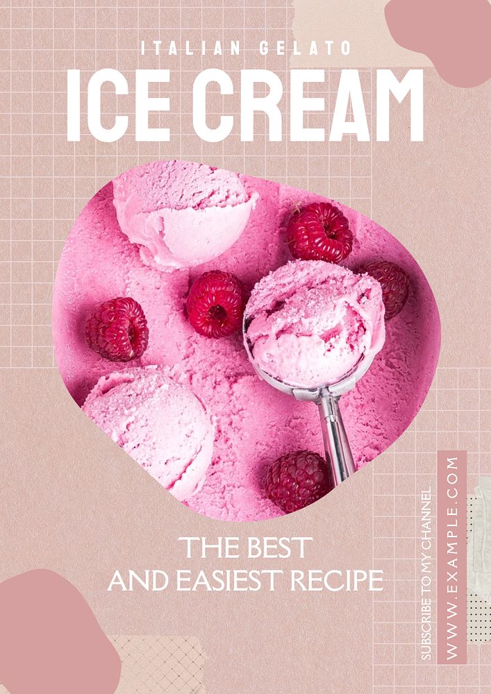 Gelato ice cream poster template, editable text & design