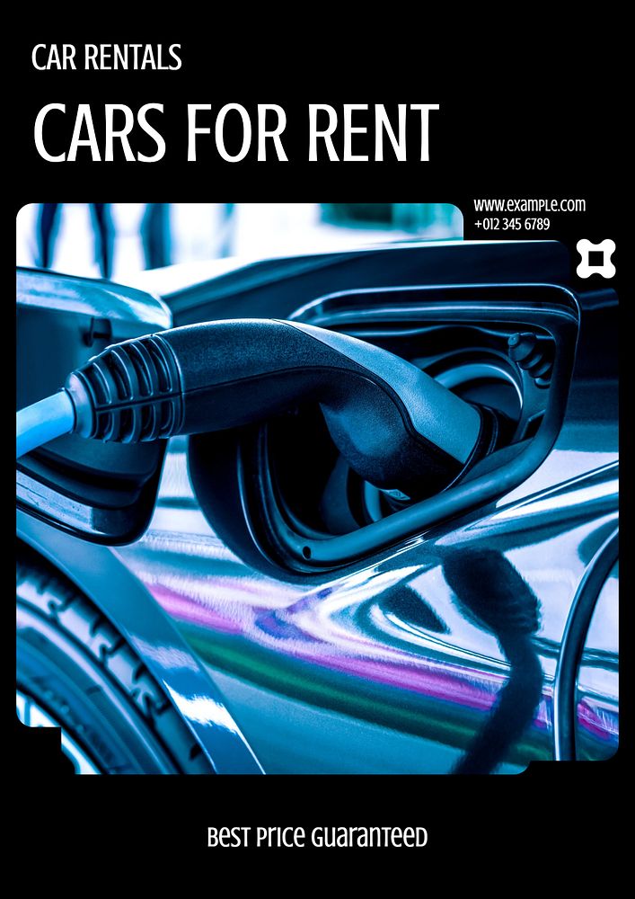 Cars for rent poster template, editable text & design