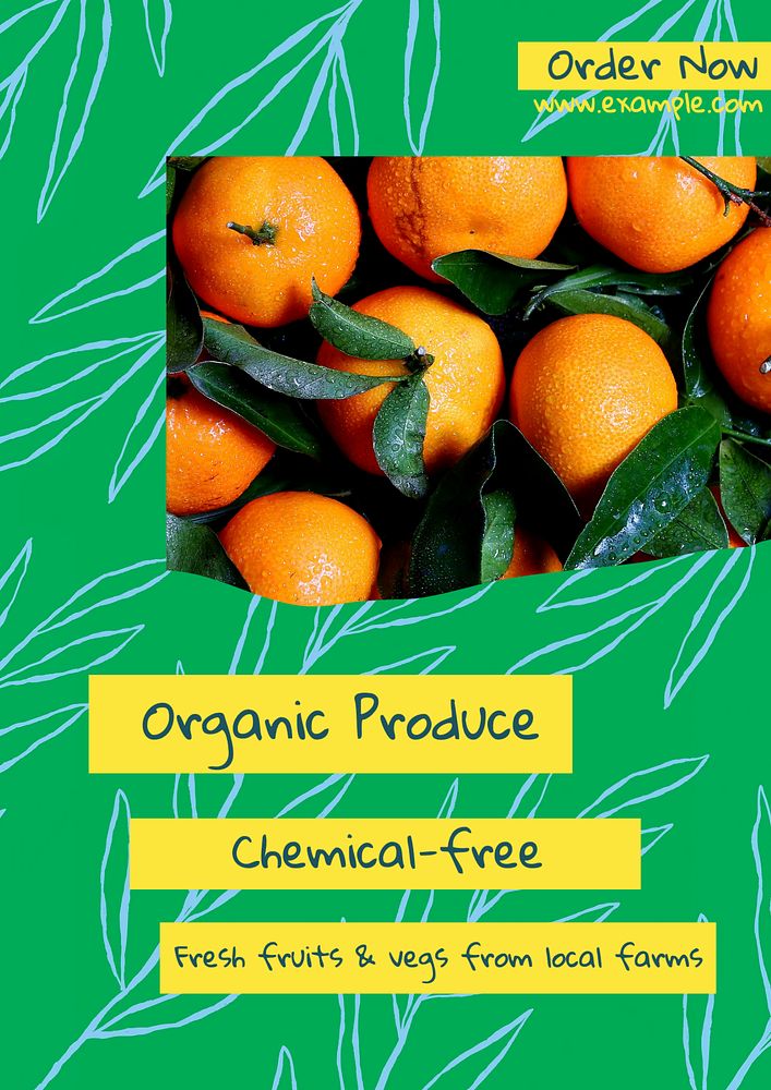 Organic produce poster template, editable text & design