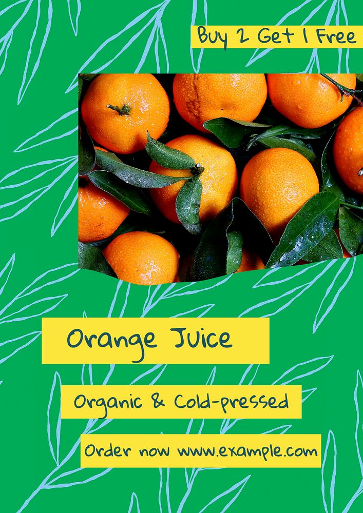 Orange juice poster template, editable text & design