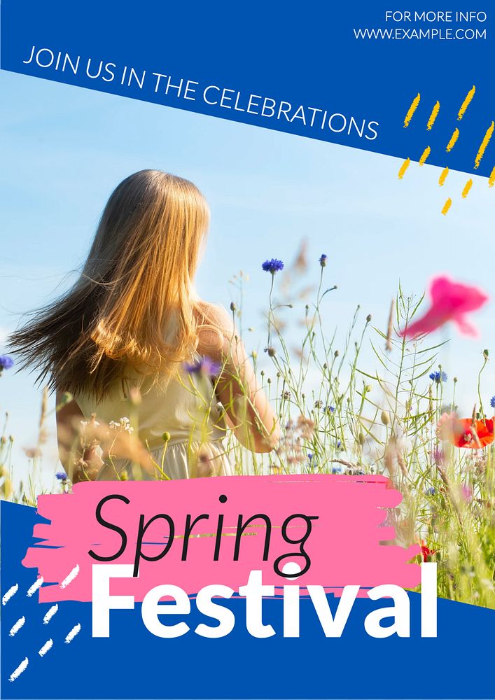 Spring festival poster template, editable text & design