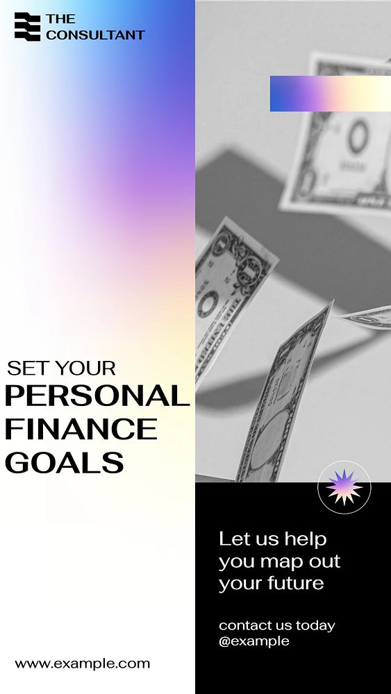 Personal finance goals social story template, editable Instagram design