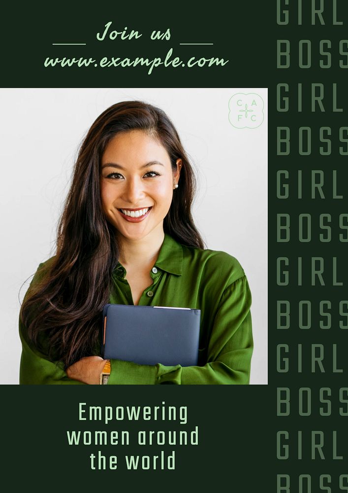 Girl boss poster template, editable text & design