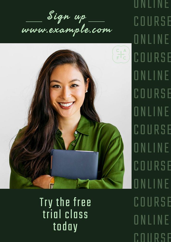 Online course poster template, editable text & design