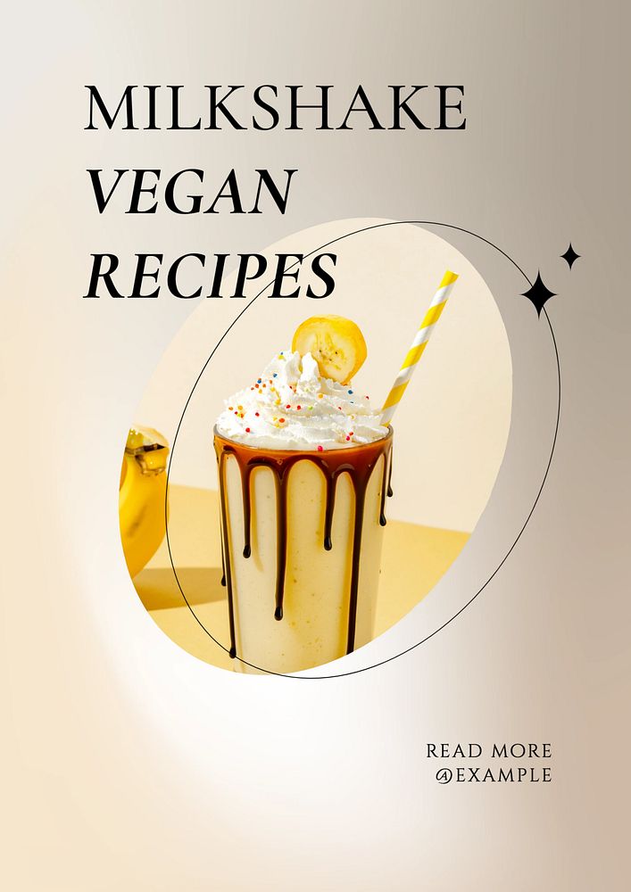 Vegan milkshake poster template, editable text & design