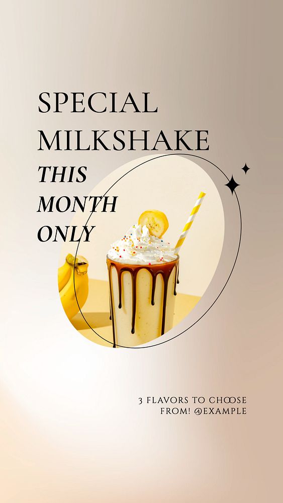 Milkshake shop social story template, editable Instagram design