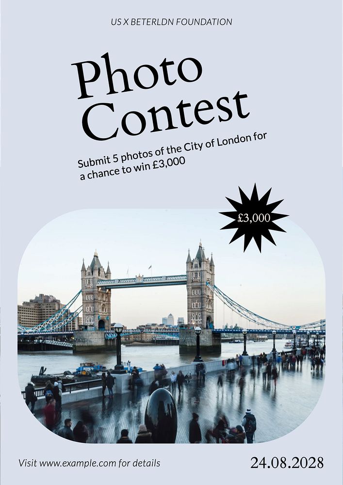 Photo contest poster template, editable text & design