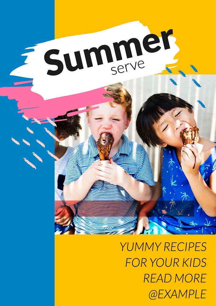 Summer recipe poster template, editable text & design