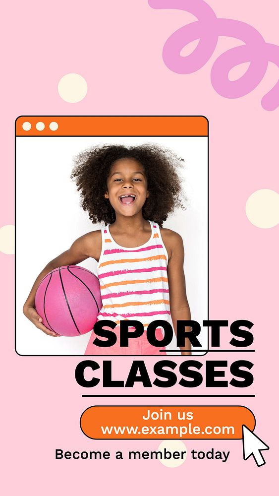 Sports classes social story template, editable Instagram design