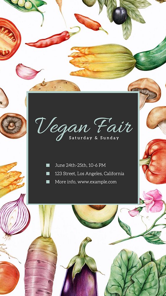 Vegan fair social story template, editable Instagram design