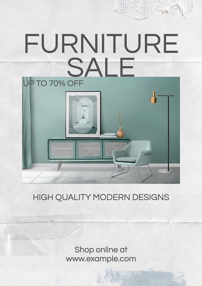 Furniture sale poster template, editable text & design