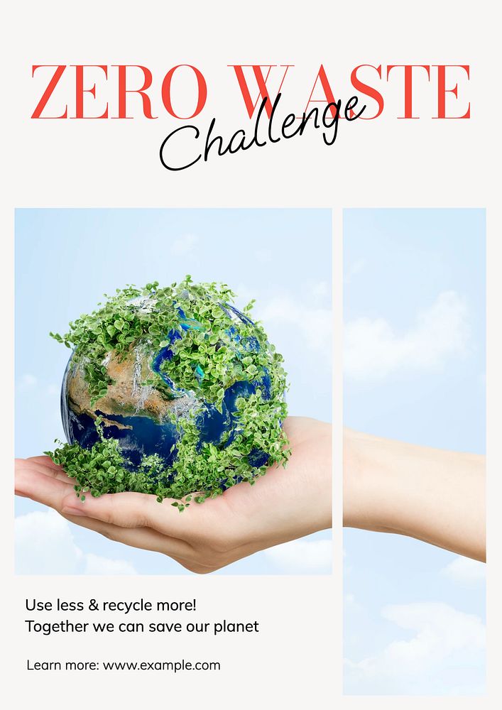 Zero waste challenge poster template, editable text & design