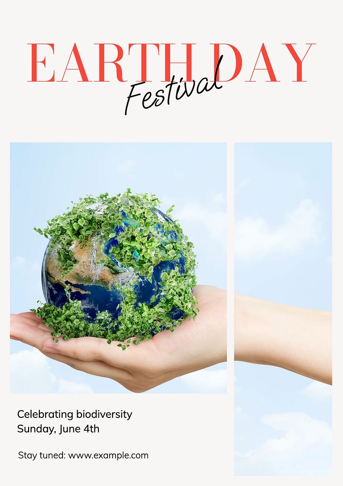 Earth Day poster template, editable text & design