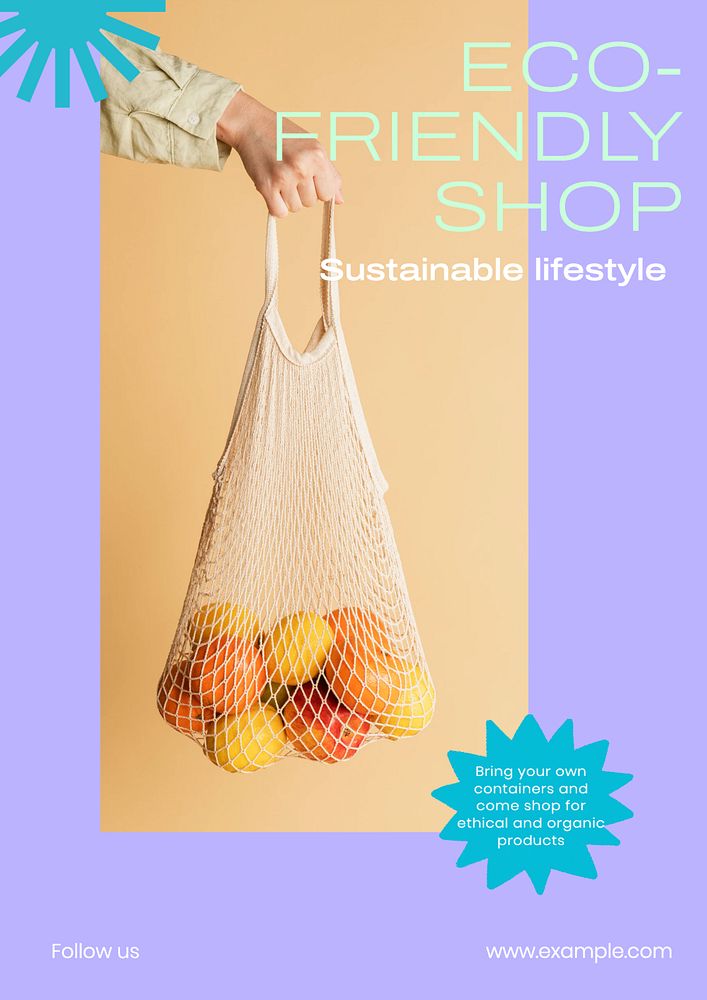 Zero waste shop poster template, editable text & design