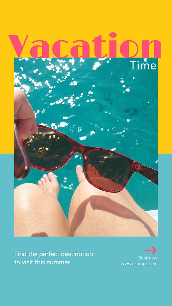 Vacation time social story template, editable Instagram design