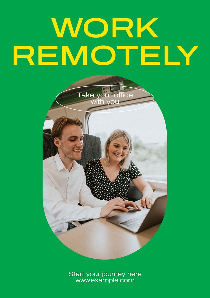 Remote working poster template, editable text & design