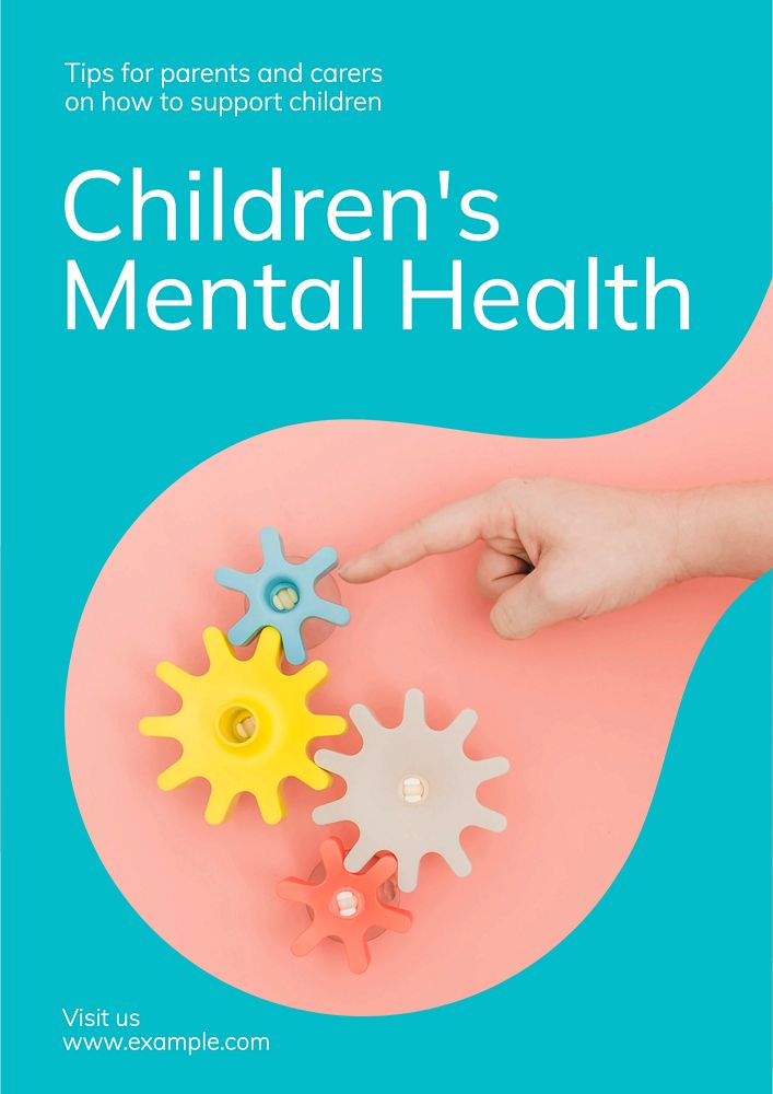 Children's mental health poster template, editable text & design