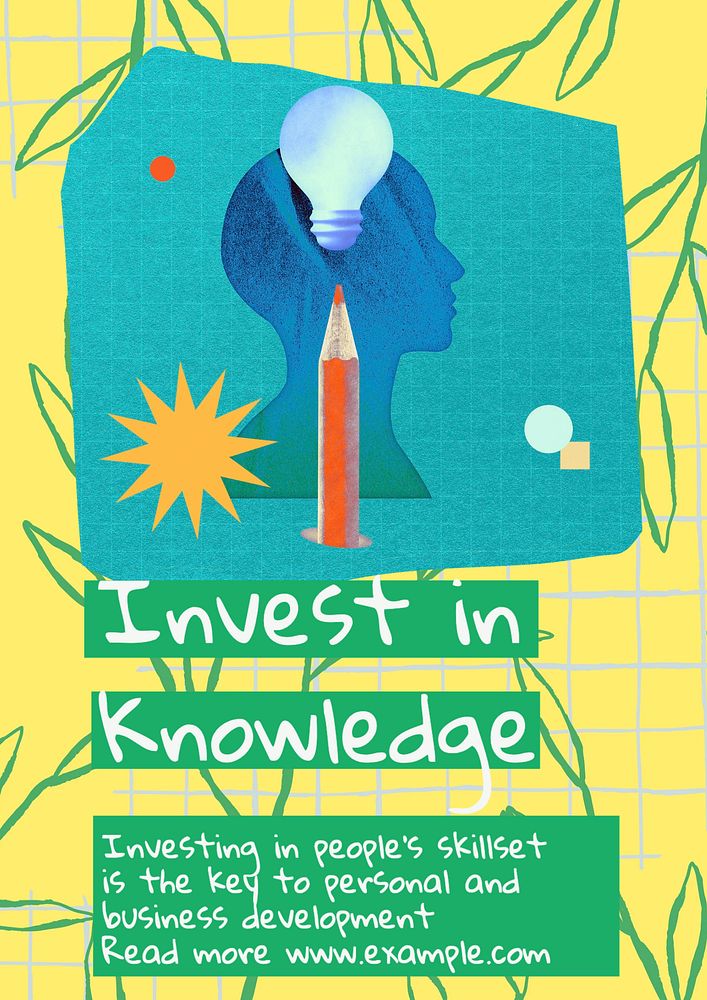 Knowledge investment poster template, editable text & design