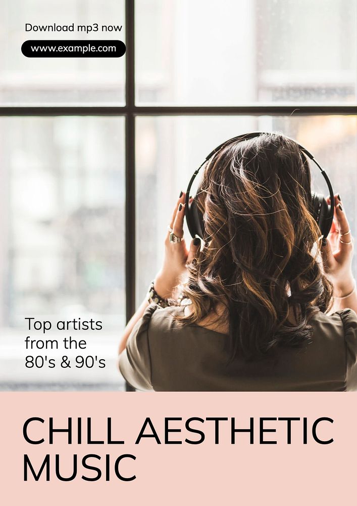 Chill aesthetic music poster template, editable text & design