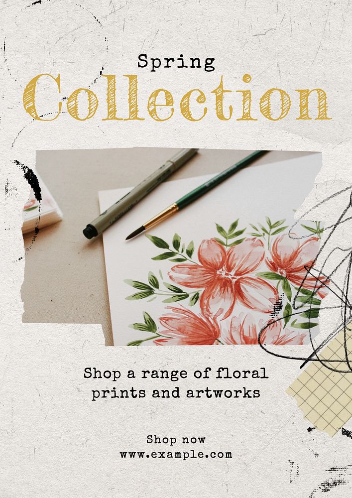 Spring collection poster template, editable text & design