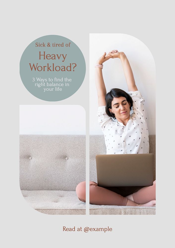 Heavy workload poster template, editable text & design