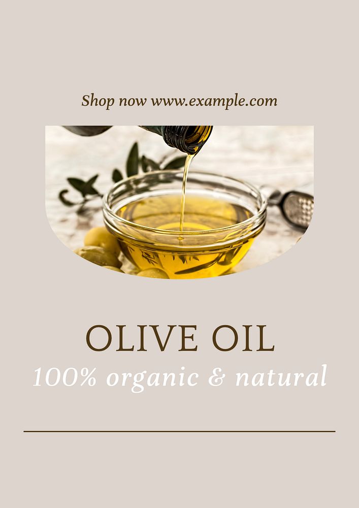 Olive oil poster template, editable text & design