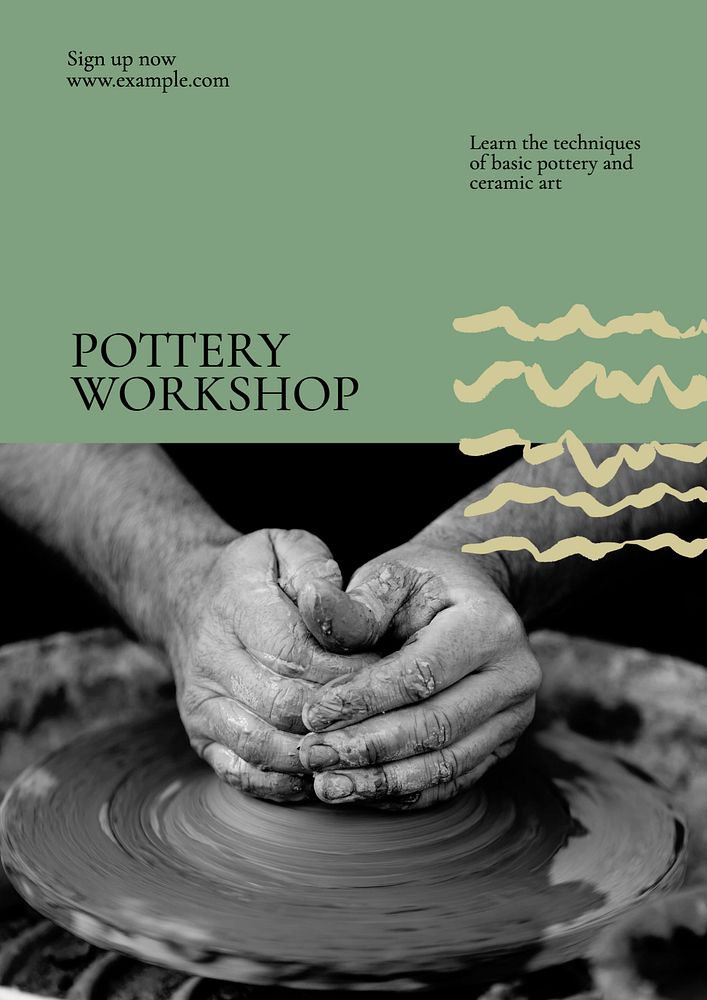 Pottery workshop poster template, editable text & design