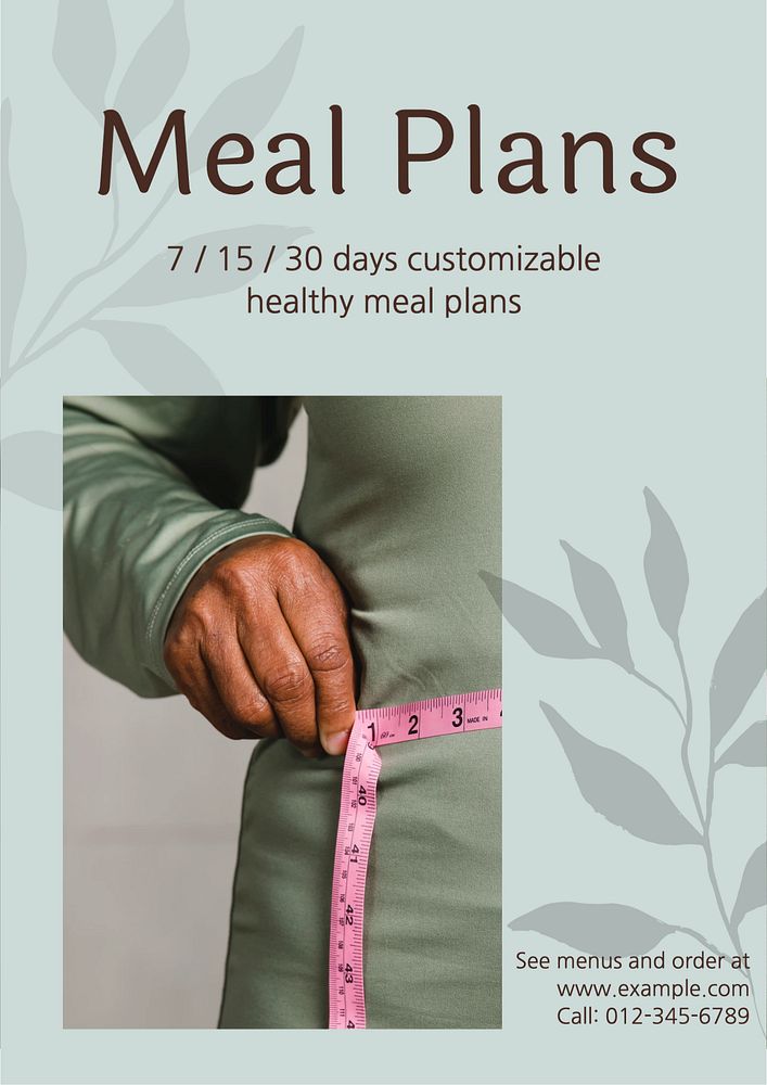 Meal plan poster template, editable text & design