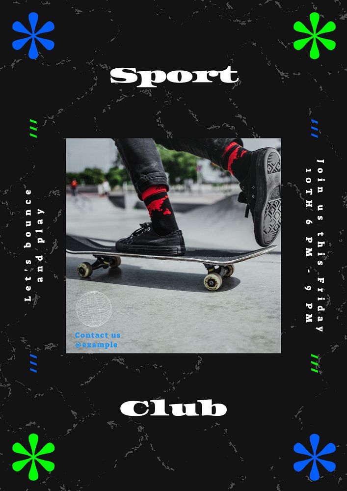 Sport club poster template, editable text & design