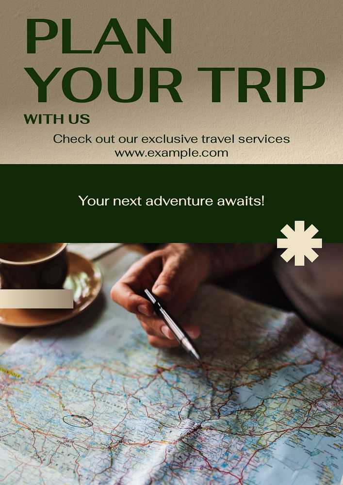 Plan your trip poster template, editable text & design