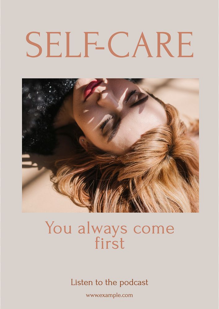 Self-care poster template, editable text & design