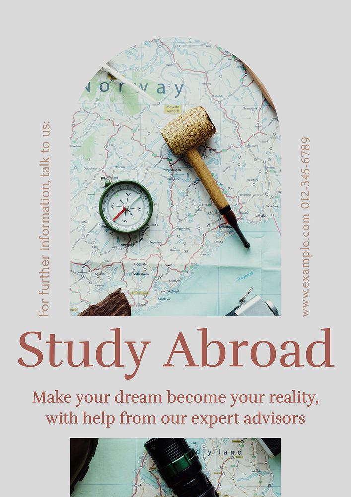 Study abroad poster template, editable text & design