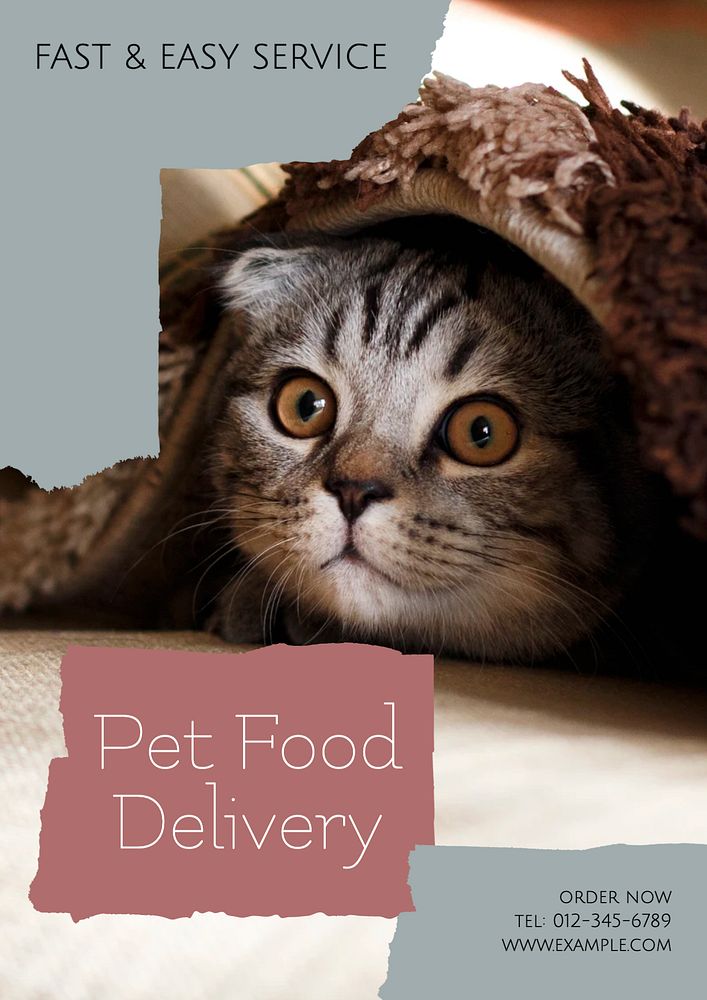 Pet food delivery poster template, editable text & design