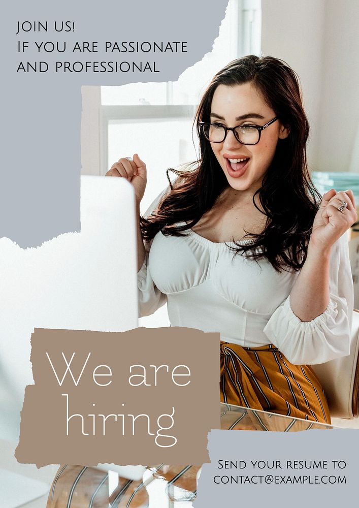 We're hiring poster template, editable text & design