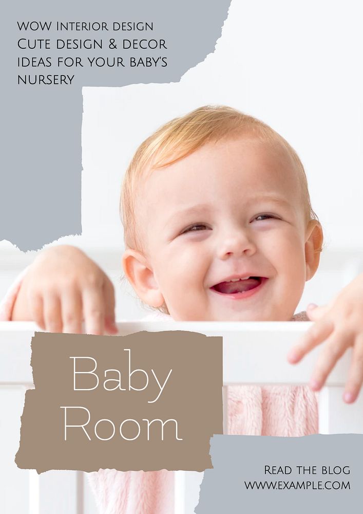 Baby room poster template, editable text & design