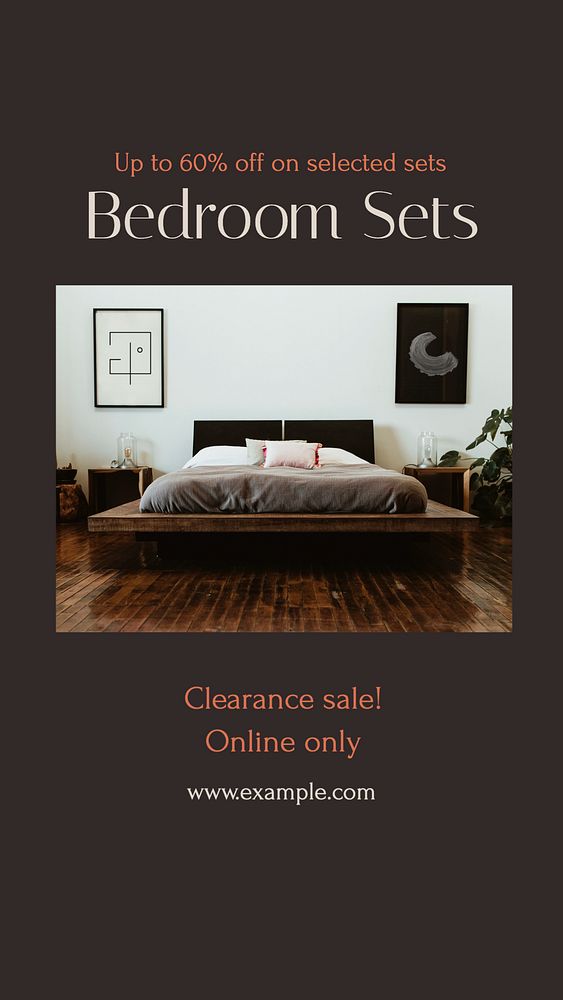 Bedroom sale social story template, editable Instagram design