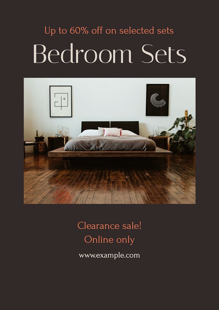 Bedroom sale poster template, editable text & design