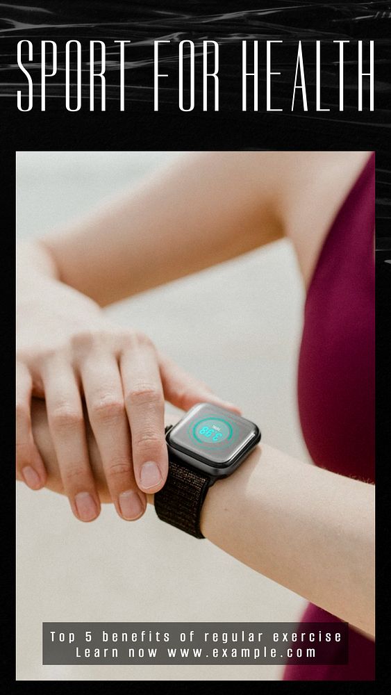 Sport for health story template, editable social media design