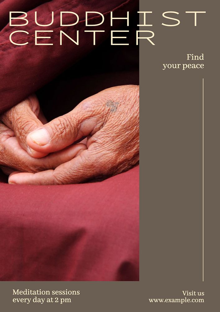 Buddhist center  poster template, editable text & design