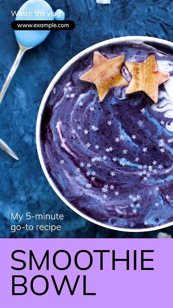 Smoothie bowl  Instagram story template, editable text