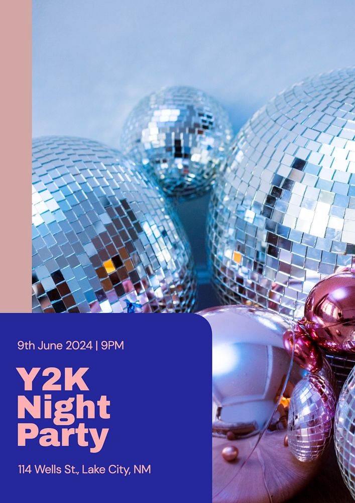 Y2K night party  poster template, editable text & design